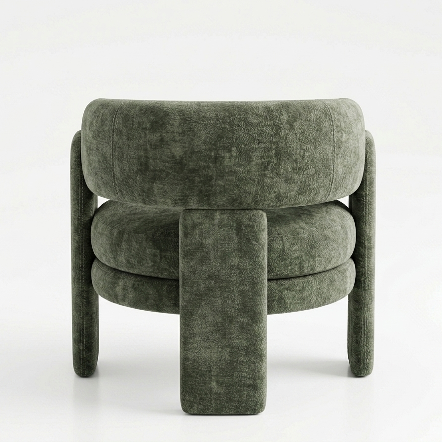 Barrel back accent chair top view sage boucle round seat contemporary