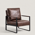 Chocolate microfiber accent chair black metal frame mid century living room