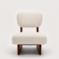 Coconut accent chair front view walnut wood legs