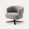Mushroom boucle swivel chair curved silhouette black star base