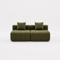 Spinach green chenille sectional sofa curved arm modern living room